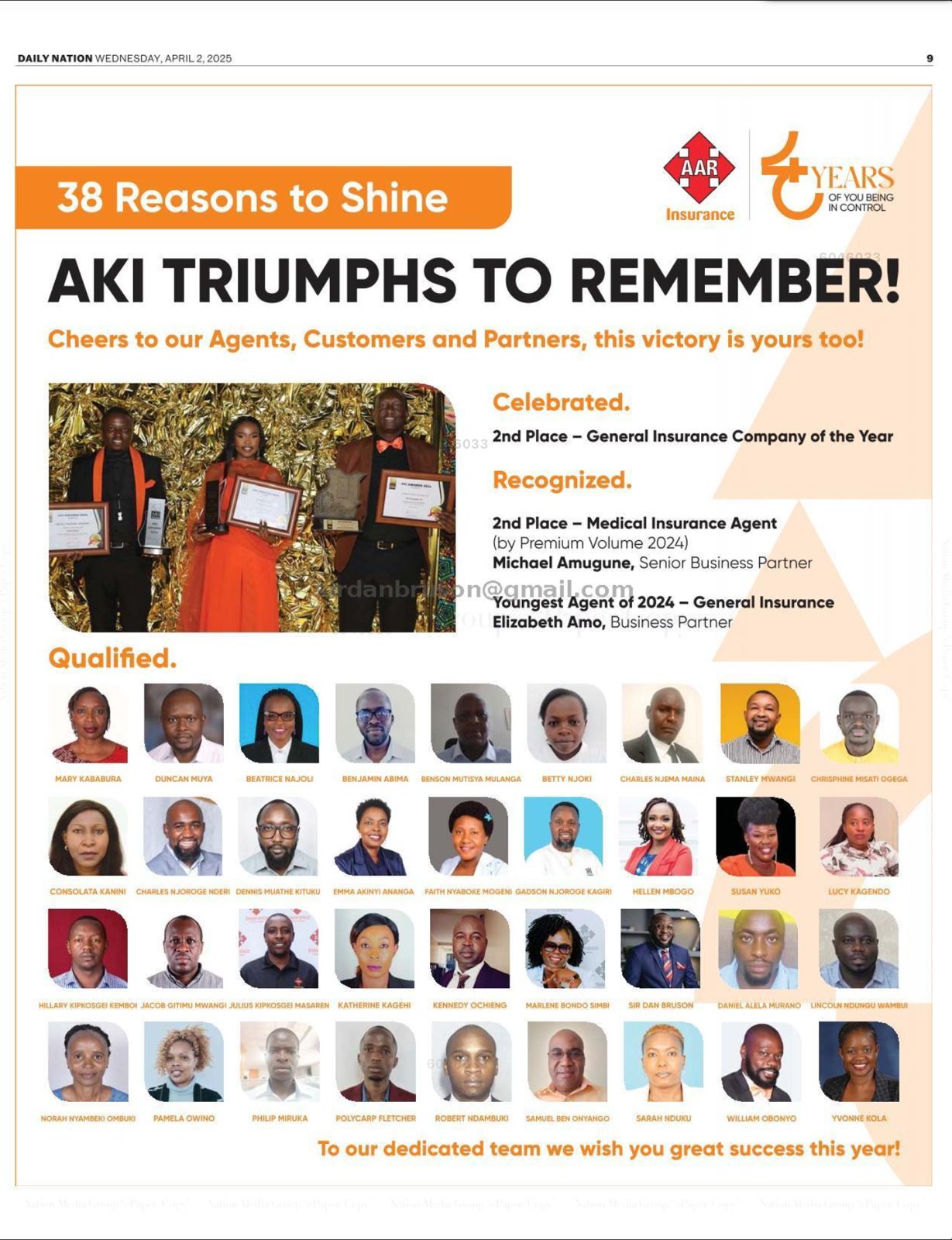 Appeared in Local Dailies